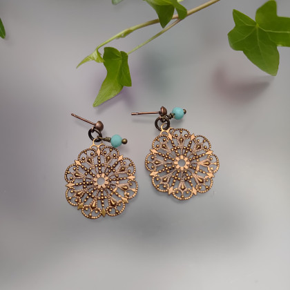 Kolczyki Koła Filigran Mandala, unikatart, kolczyki