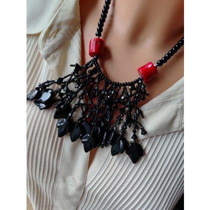 unikatart - korale,naszyjniki - Naszyjnik Kaskadowy z Korala Czerwonego 25.168 foto #3