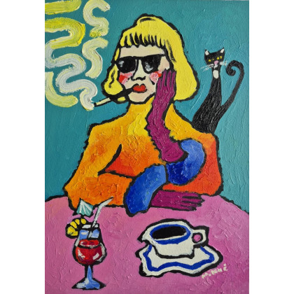 kawa, drink i alibi, Marlena Kuć, obrazy olejne