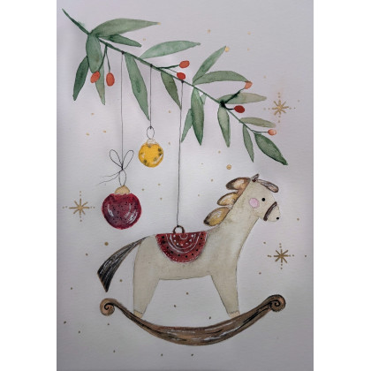 Akwarela A5.  Konik na biegunach, Małgorzata Domańska ART, obrazy akwarela