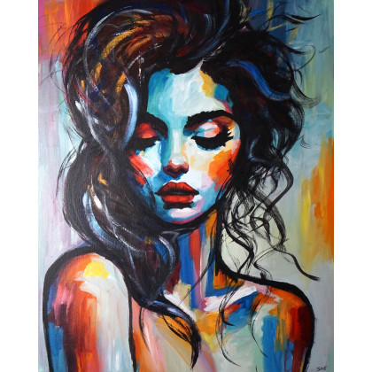 Lady Swallow 80x100, Rafal Stach, olej + akryl