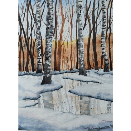 Beata Rudecka - obrazy akwarela - Akwarela Akwarelka Obraz pt: Czar Brzóz foto #1