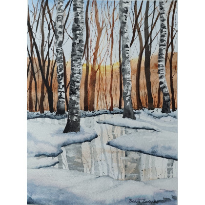 Beata Rudecka - obrazy akwarela - Akwarela Akwarelka Obraz pt: Czar Brzóz foto #2