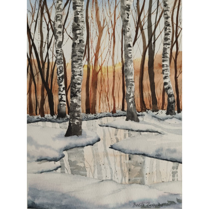 Beata Rudecka - obrazy akwarela - Akwarela Akwarelka Obraz pt: Czar Brzóz foto #3