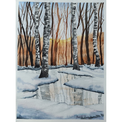 Beata Rudecka - obrazy akwarela - Akwarela Akwarelka Obraz pt: Czar Brzóz foto #4