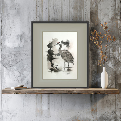 Joanna Tomczyk - obrazy akwarela - Czułość żurawia, Akwarela 24 x 32 cm foto #1