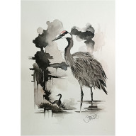 Czułość żurawia, Akwarela 24 x 32 cm