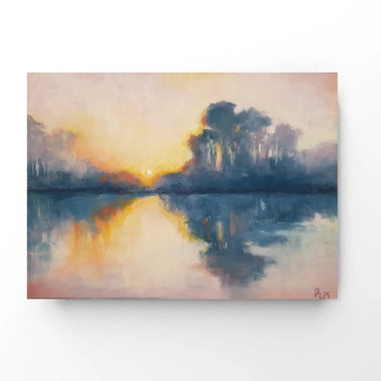 Wieczór nad jeziorem  -rysunek pastele, Paulina Lebida, pastele suche