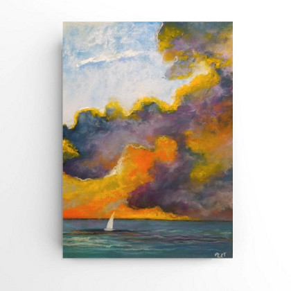 Morze -rysunek pastele, Paulina Lebida, rysunki tech.mieszana