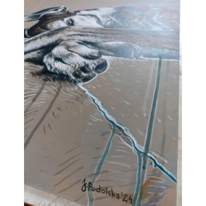 Joanna Podolska - obrazy akryl - Chart, pies, obraz na płycie foto #1