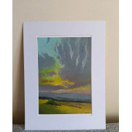 Pejzaż -rysunek pastelami olejnymi w ramie