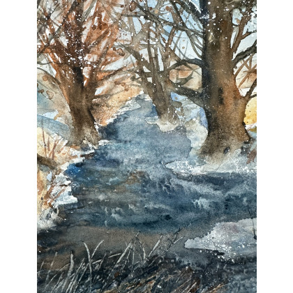 Krystyna Nowak - obrazy akwarela - Zimowo (30x40 cm) foto #1