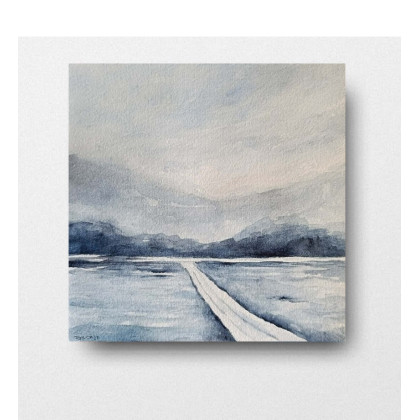 Zima- akwarela formatu 20/20 cm, Paulina Lebida, obrazy akwarela