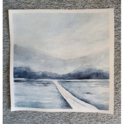 Paulina Lebida - obrazy akwarela - Zima- akwarela formatu 20/20 cm foto #1