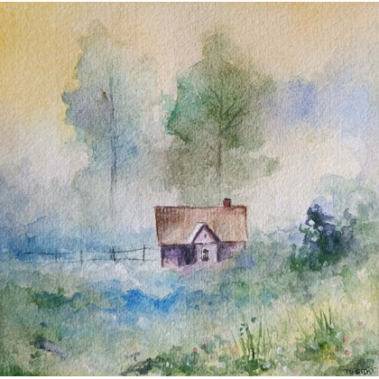 Paulina Lebida - obrazy akwarela - Pejzaż-  akwarela formatu 20/20 cm foto #1