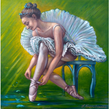 BALETNICA ZAWIĄZUJĄCA PUENTĘ, Izabela Krzyszkowska , obrazy olejne