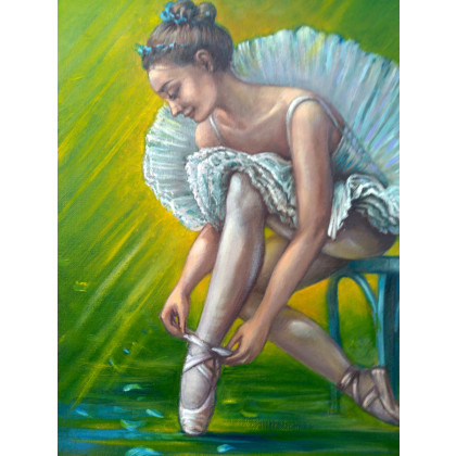 Izabela Krzyszkowska  - obrazy olejne - BALETNICA ZAWIĄZUJĄCA PUENTĘ foto #2