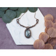 Miedziany naszyjnik wire wrapping z labradorytem #490