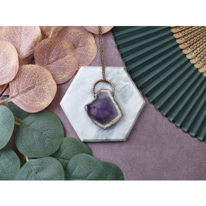 Witchcraft Apparel - wisiory - Miedziany wisiorek z plastrem ametystu #321 foto #3