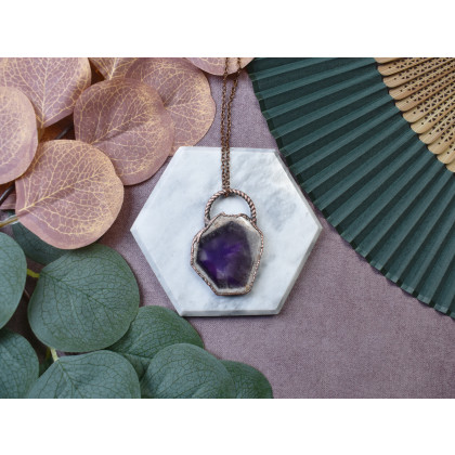 Witchcraft Apparel - wisiory - Miedziany wisiorek z plastrem ametystu #323 foto #1