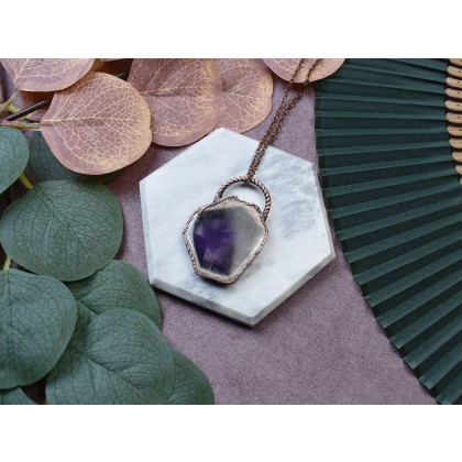 Witchcraft Apparel - wisiory - Miedziany wisiorek z plastrem ametystu #323 foto #2