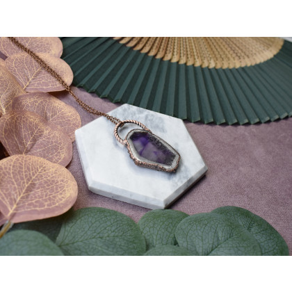 Witchcraft Apparel - wisiory - Miedziany wisiorek z plastrem ametystu #324 foto #1