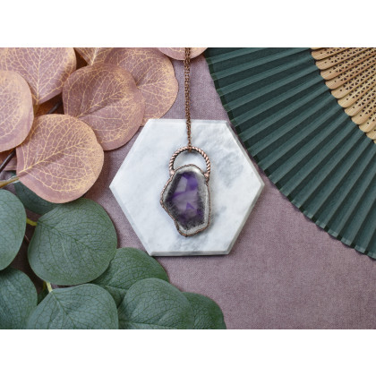 Witchcraft Apparel - wisiory - Miedziany wisiorek z plastrem ametystu #324 foto #2