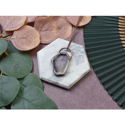 Witchcraft Apparel - wisiory - Miedziany wisiorek z plastrem ametystu #324 foto #3