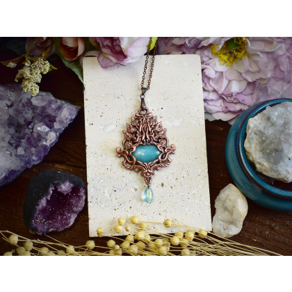 Witchcraft Apparel - wisiory - Miedziany wiktoriański wisiorek z amazonitem #356 foto #1