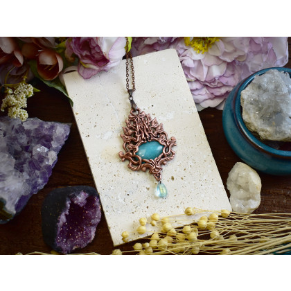 Witchcraft Apparel - wisiory - Miedziany wiktoriański wisiorek z amazonitem #356 foto #2