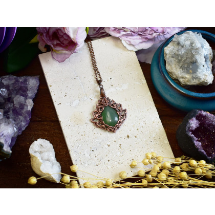 Witchcraft Apparel - wisiory - Miedziany wiktoriański wisiorek z awenturynem #357 foto #3