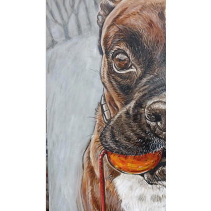 Joanna Podolska - obrazy akryl - Bokser - portret psa, 60x40cm foto #2