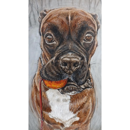Joanna Podolska - obrazy akryl - Bokser - portret psa, 60x40cm foto #3