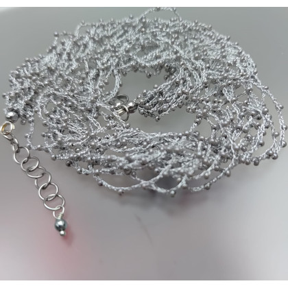 Naszyjnik Koraliki Drobinki Srebrne, unikatart, korale,naszyjniki