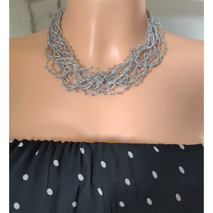 unikatart - korale,naszyjniki - Naszyjnik Koraliki Drobinki Srebrne foto #1