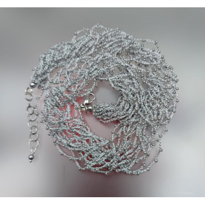 unikatart - korale,naszyjniki - Naszyjnik Koraliki Drobinki Srebrne foto #3