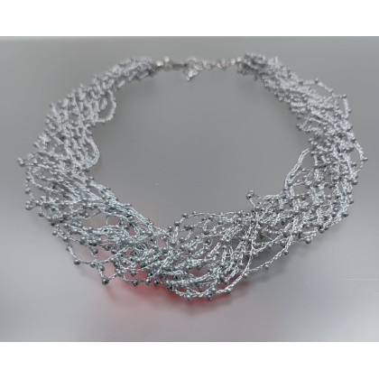 unikatart - korale,naszyjniki - Naszyjnik Koraliki Drobinki Srebrne foto #4