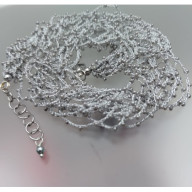 Naszyjnik Koraliki Drobinki Srebrne