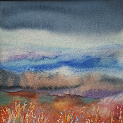 Pejzaż późnojesienny, Jolanta Zdanowicz, obrazy akwarela