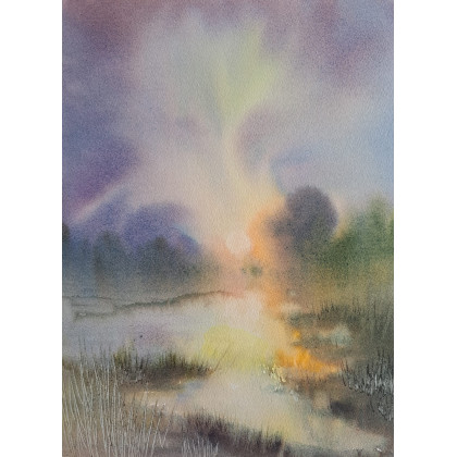 Mglisty poranek, Jolanta Zdanowicz, obrazy akwarela