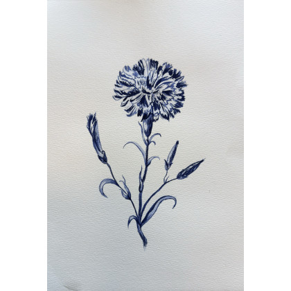 Yunona Kucherevska - obrazy akwarela - Akwarela A4 Goździk – akwarela w stylu dawnych mistrzów holenderskich foto #1