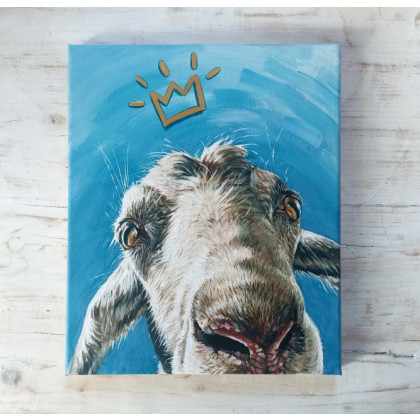 Wesoła koza, 30x25cm, Joanna Podolska, obrazy akryl