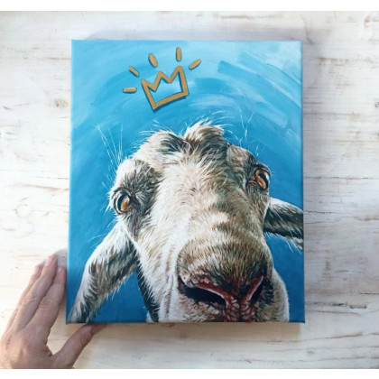 Joanna Podolska - obrazy akryl - Wesoła koza, 30x25cm foto #1