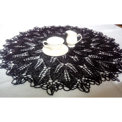 Duży obrus na drutach 150 cm, Danuta Zgoł, serwety, serwetki