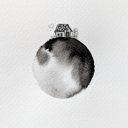 Maja Gajewska - obrazy akwarela - UNIKAT - oprawiona w ramę akwarela (domek 3) foto #2