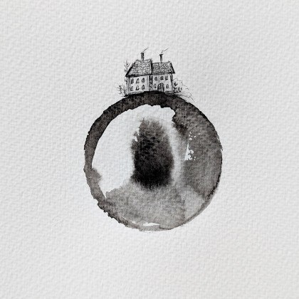 Maja Gajewska - obrazy akwarela - UNIKAT - oprawiona w ramę akwarela (domek 5) foto #2