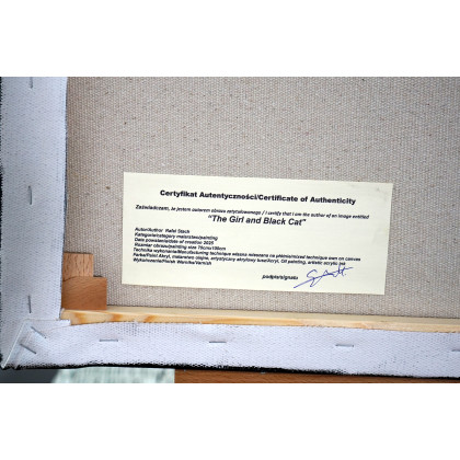 Rafal Stach - obrazy akryl - The Girl and Black Cat 70x100 foto #3
