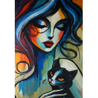 The Girl and Black Cat 70x100