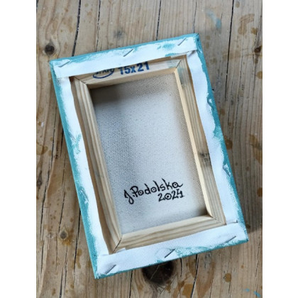 Joanna Podolska - obrazy akryl - Rudzik - 21x15cm foto #3