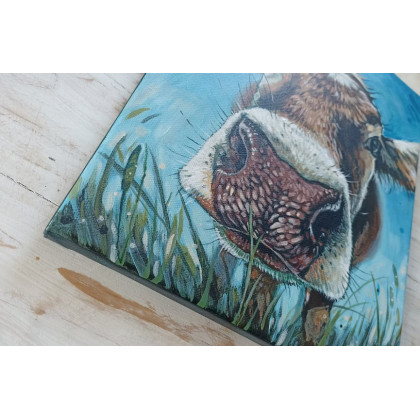 Joanna Podolska - obrazy akryl - Krowa, obraz 30x25cm foto #1